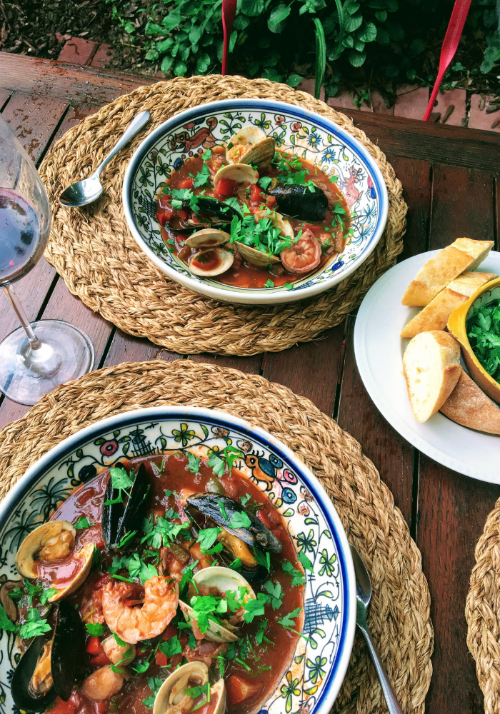 Drunken Shellfish Stew - Chioppino Recipe - Dining Alfresco